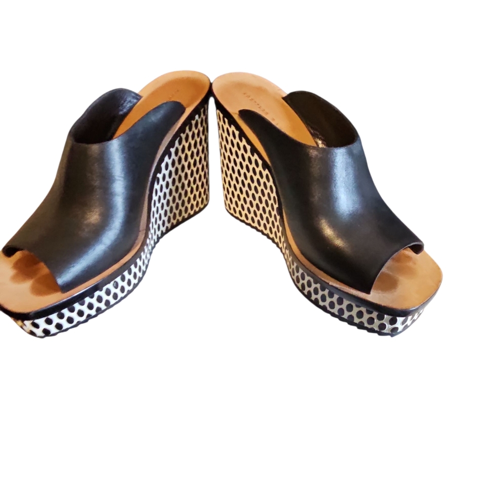 Loeffler Randall Pattern Peep Toe Wedge Mule EUC Sz 8